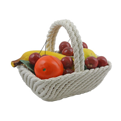 Authentic Capodimonte Rectangle Ceramic Fruit Basket