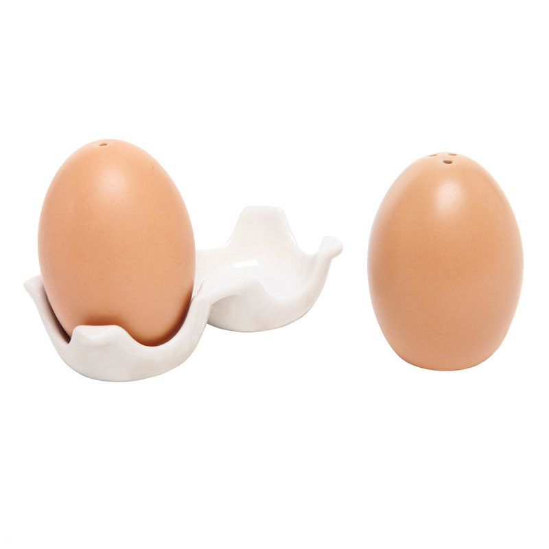 MyGift Egg Shaped Salt and Pepper Shaker Set