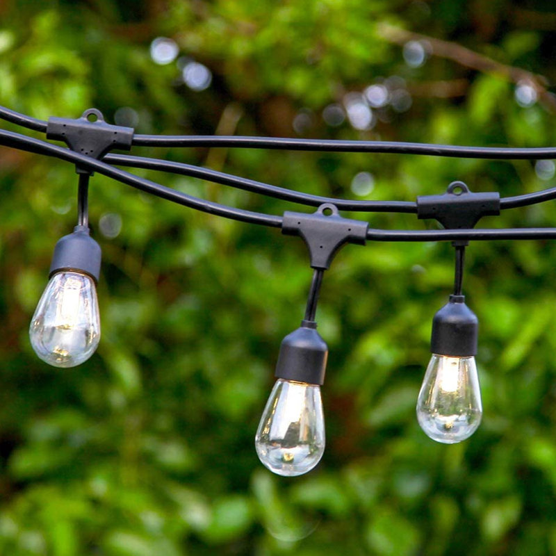 Ambience Pro 27 ft. Outdoor Solar-Powered LED String Lights with 12 Soft White S14 Bulbs, Weatherproof, Commercial-Grade Cord