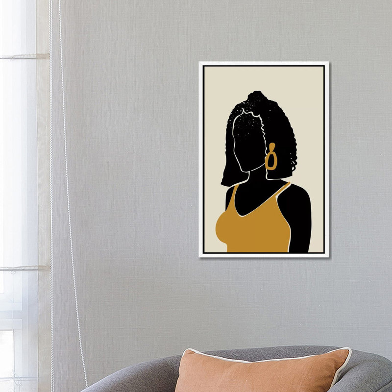 Black Hair XI - Print on Canvas, White Framed, 66.04 cm H x 45.72 cm W