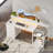 Writing Desk With Led & Power Outlet, Computer Desk With 4-tier Fabric Drawers, Reversible Corner Desks With Large Monitor Stand-898475280