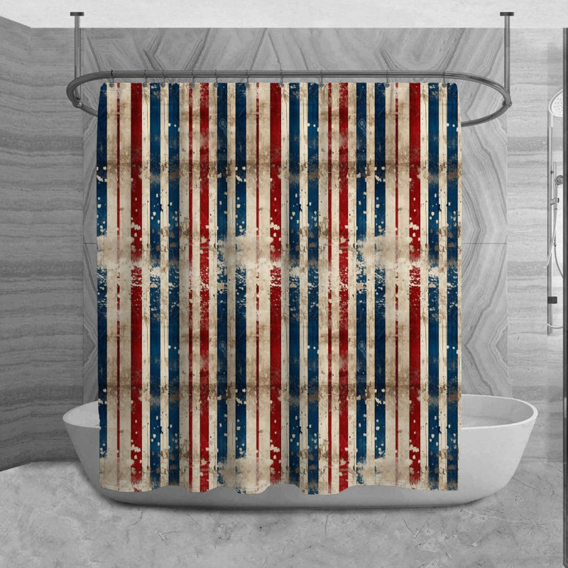 Patriotic Shower Curtain Cool Bathroom Decor Blue, H 93 po x l 70 po