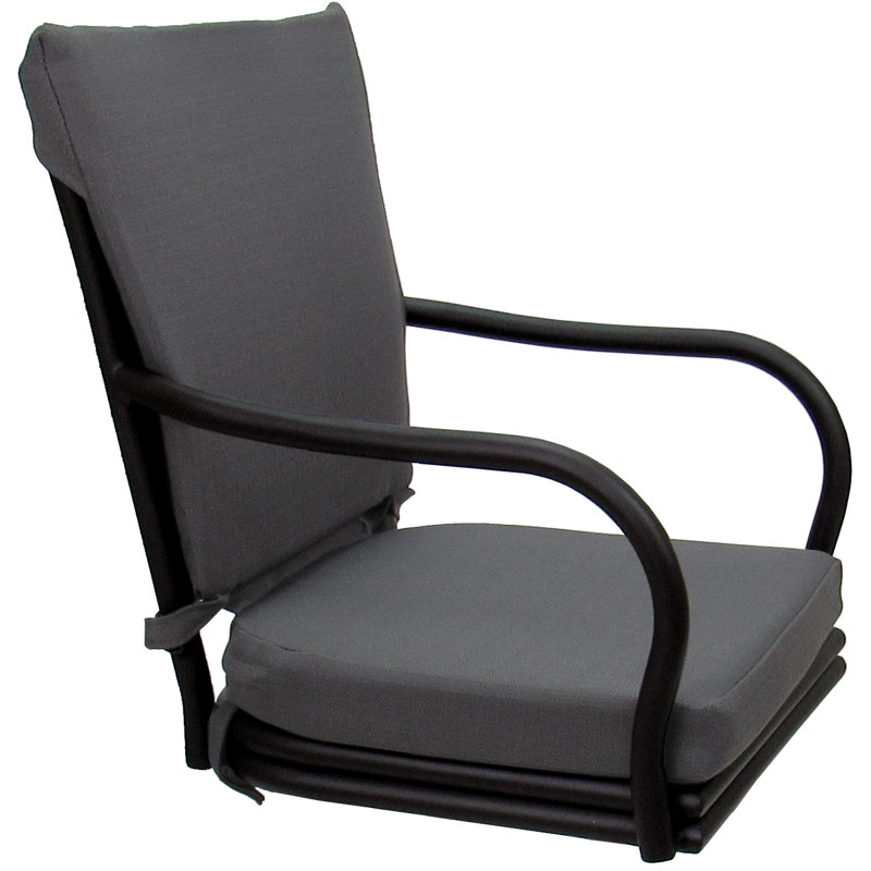 Tabouret de comptoir d'extérieur 26 po avec coussin Schear, Gris foncé, Noir
