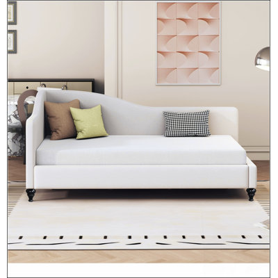 L-Shaped Linen Daybed With Solid Wood Legs, Combining Modern Design And Comfort For Versatile Home Use