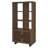 Rodger Walnut 3-Shelf Cabinet Bookcase