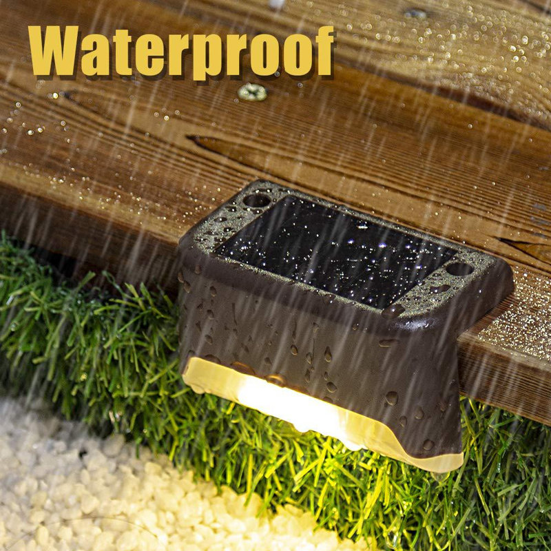 Black Solar Powered Integrated LED Deck Light Pack - Garden Patio Pathway Decor, Yellow