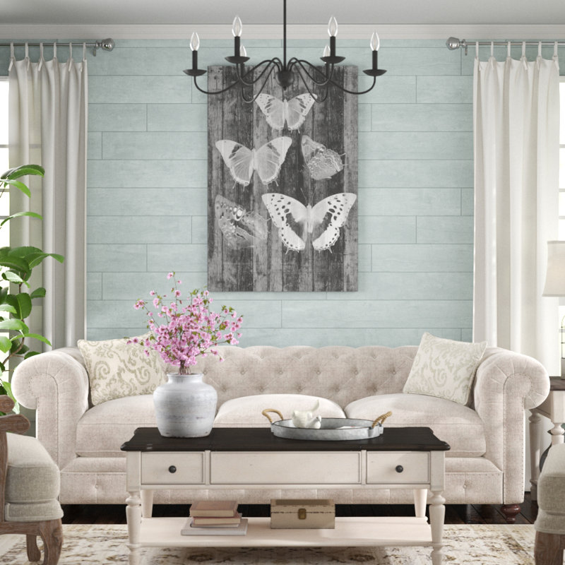 Rustic Butterfly Chart II by Jennifer Goldberger - Wrapped Canvas Graphic Art Print, 122cm H x 81cm W, Black Floater Framed