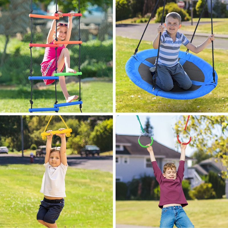65ft Ninja Warrior Obstacle Course with Swing, Ninja Warrior Slackline