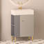 Meuble-lavabo à tablettes ouvertes de 21,6 po avec lavabo et porte en céramique, armoire de rangement à tablettes ouvertes sur le côté gauche-936039971