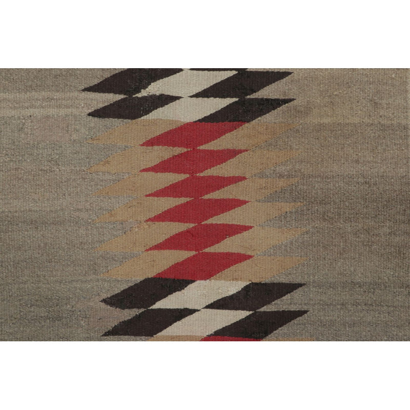 Antique Navajo Blanket Rug In Brown With Geometric Chevron Pattern - Rug & Kilim
