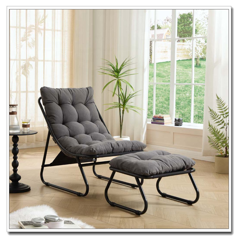 Chaise longue d'extérieur avec repose-pieds pour patio, Gris