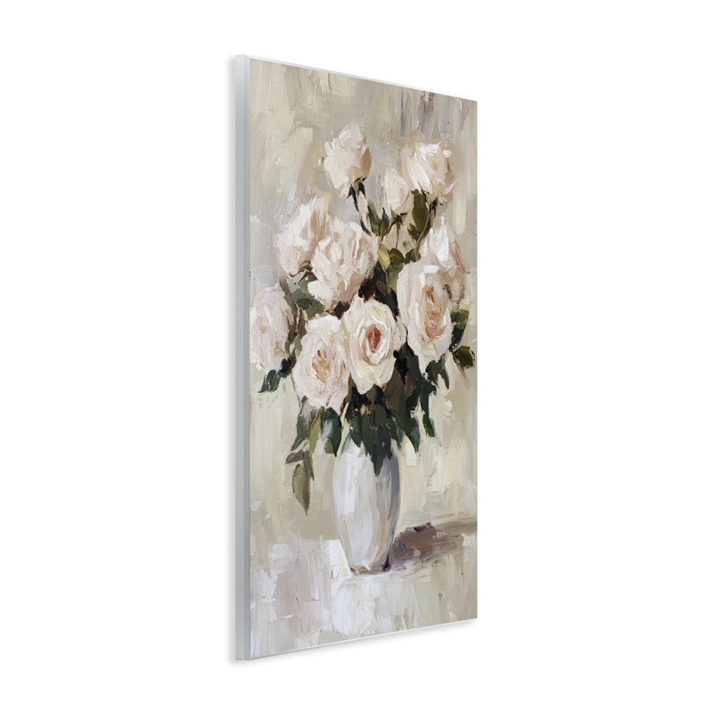 "Peachy Roses in Flower Vase", plaque murale par Petal Prints Design, H 19 po x l 13 po
