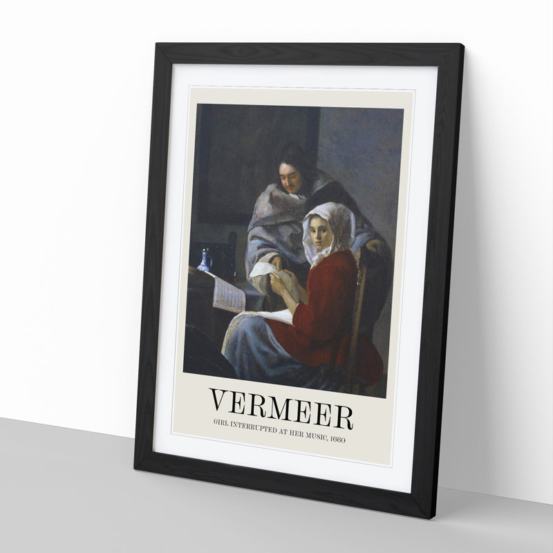Girl Interrupted At Her Music by Johannes Vermeer - Single Picture Frame Print, Black Framed, 65cm H x 48cm W x 2cm D