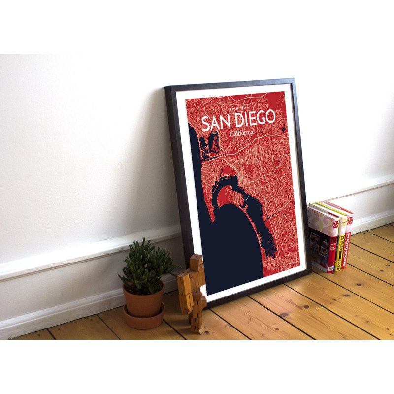 San Diego City Map Wall Art, 91.4cm H x 61cm W x 0.13cm D
