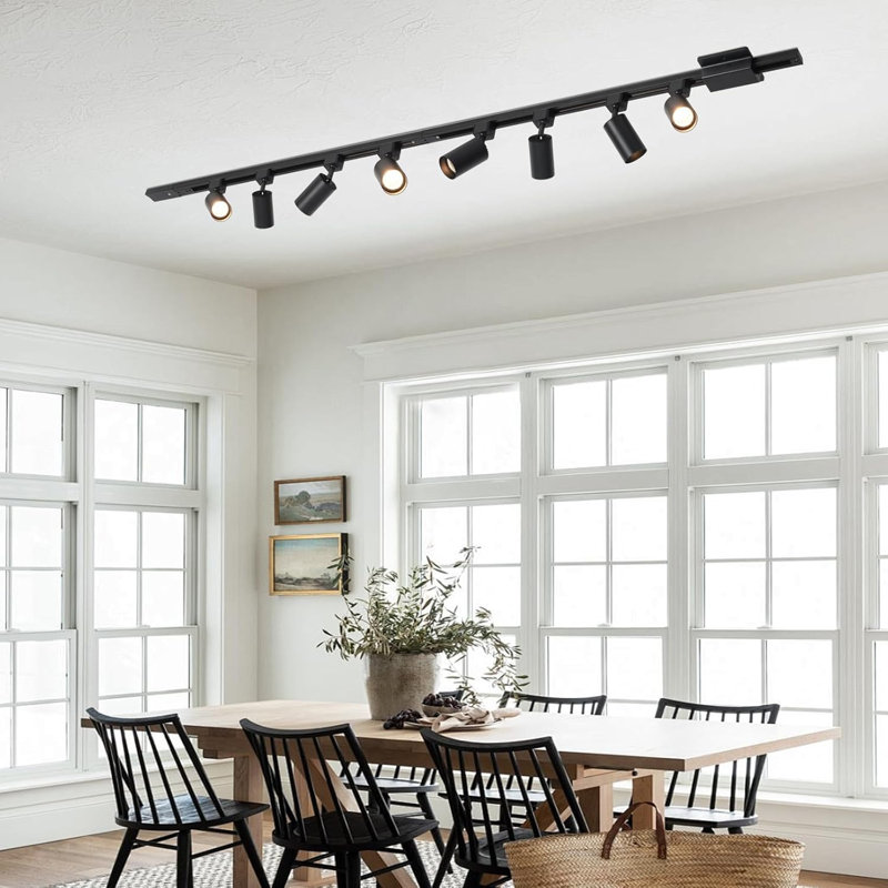Luminaires de plafond noirs à 6 lumières avec rail de 6,6 pi de type H, GU10 (sans ampoules)