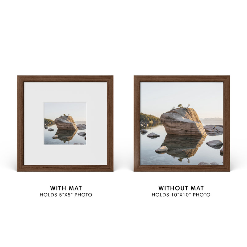 Cadre photo en bois massif avec verre, Noyer, L 10 po x H 10 po