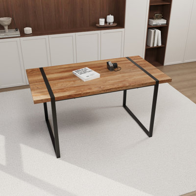 Table de salle à manger rectangulaire de 59 po - pieds en métal et surface, pour 4 à 6 convives, structure Mid-Century à usage domestique, personnes,