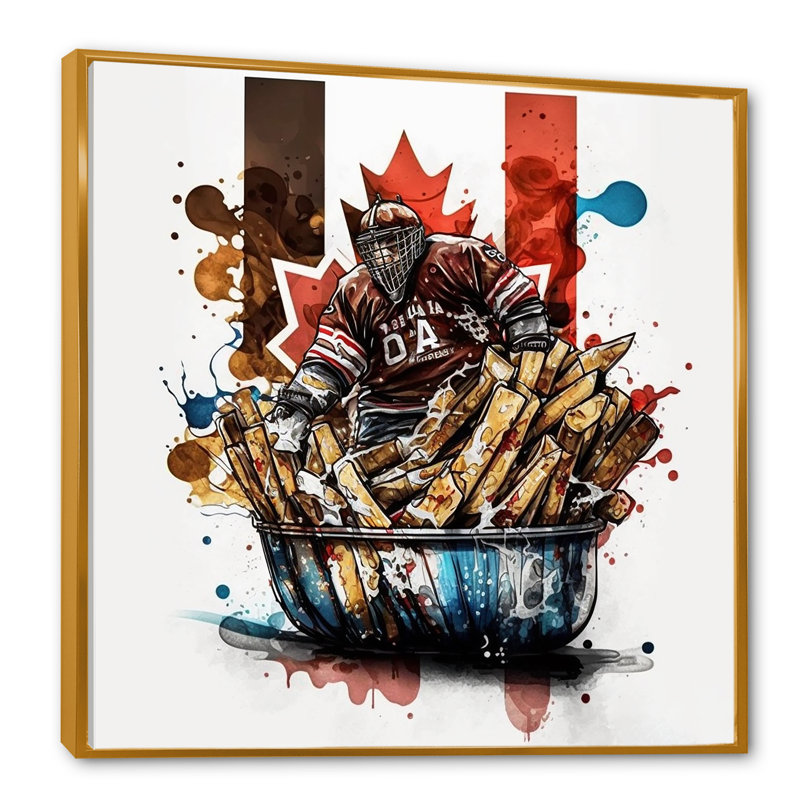 «But Tender In Poutine I», impression sur toile, H 30 po x l 30 po x P 1 po, Cadre flottant doré