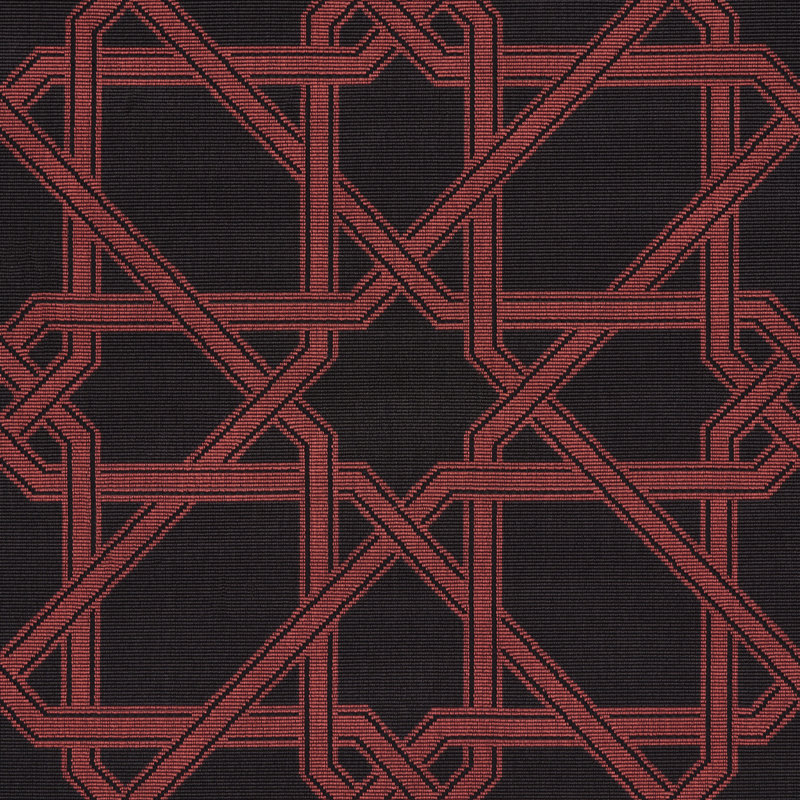 Schumacher x Mary McDonald Le Maroc Épinglé Fabric, Black and Red