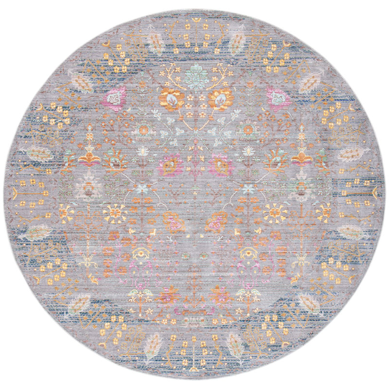 Tapis oriental multicolore Thanh, Rond 6 pi 7 po