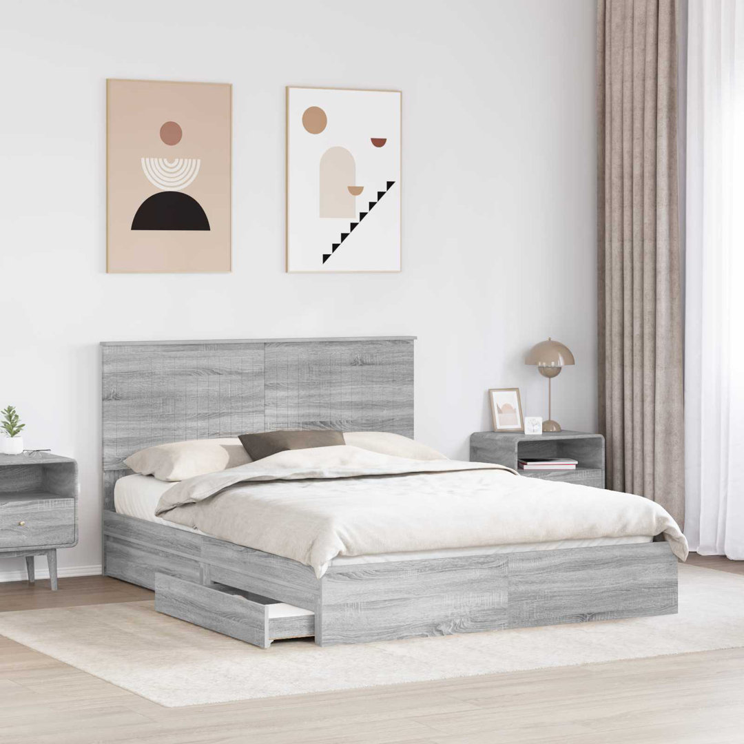 Bed Frame With Drawer Sonoma Oak 120 X 190 Cm Engineered Wood