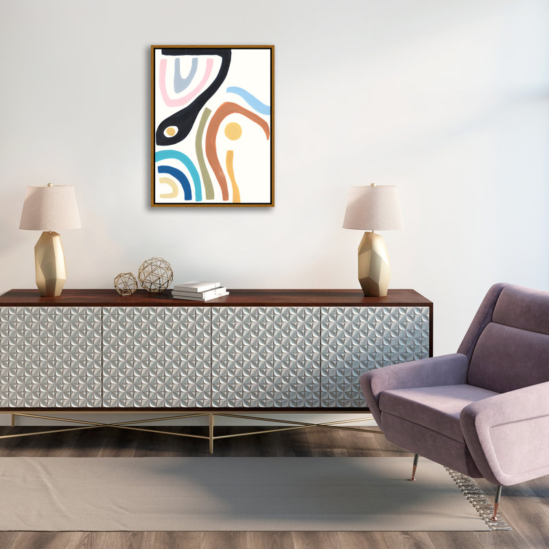 «Colorful Lines III» par Bella Lane - peinture sur toile à cadre flottant, H 41,75 po x l 31,75 po, Image au gel brossé