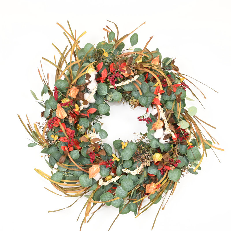 Couronne d'automne en coton 26 po