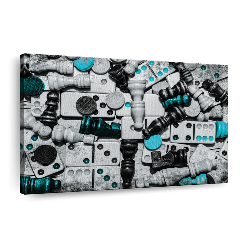 Dominoes and Chess Pop - Reproduction sur toile tendue, H 8 po x l 12 po x P 1 po