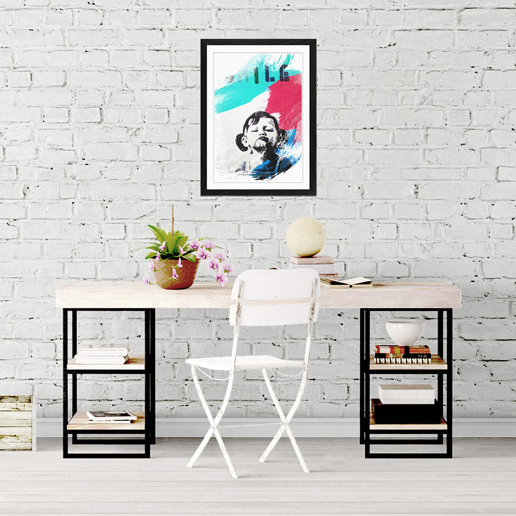 Banksy Smile Graffiti Framed Art - Framed Print