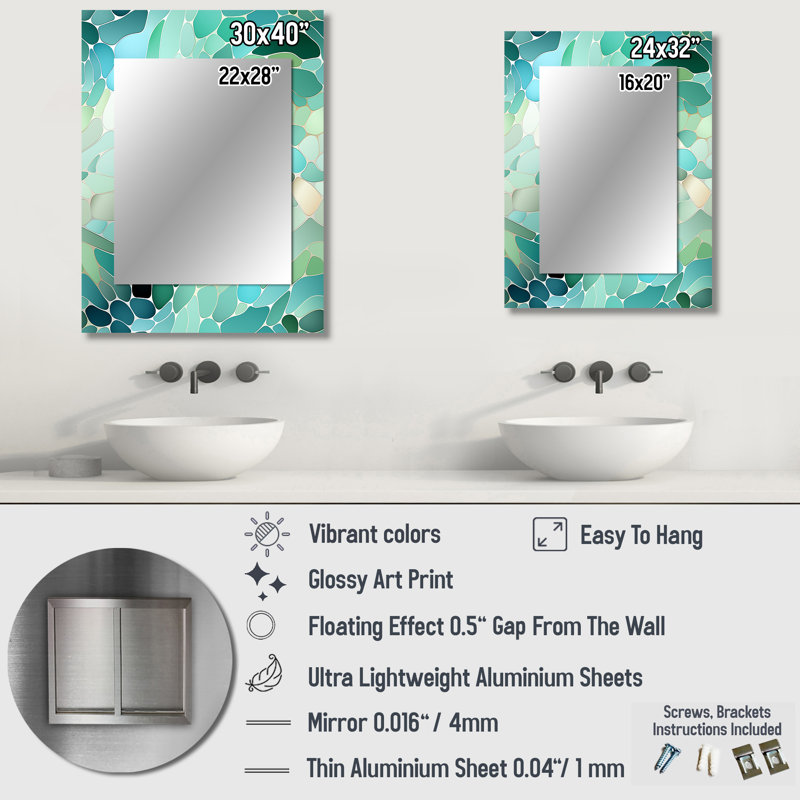 Fonio - Green Wall Mirror Decor, 32 po x 24 po
