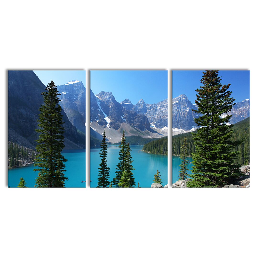 3-tlg. Leinwandbilder-Set Moraine Lake kanadische Berge