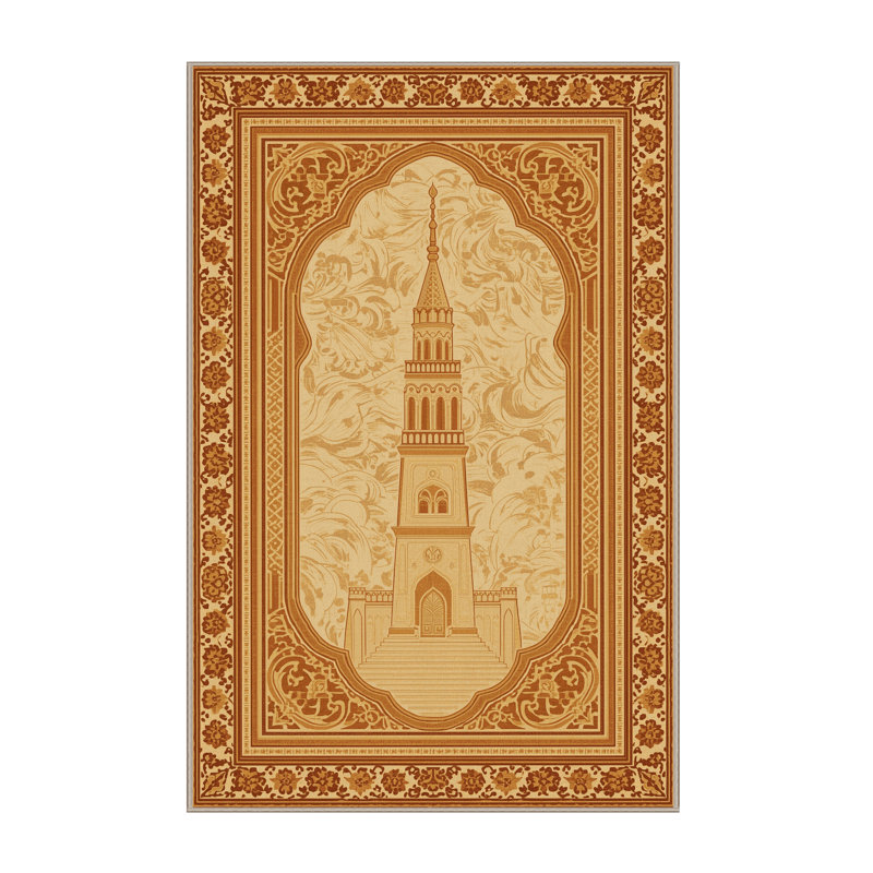 Tapis oriental classique beige / beige lavable à la machine Osiyo, 7 x 9