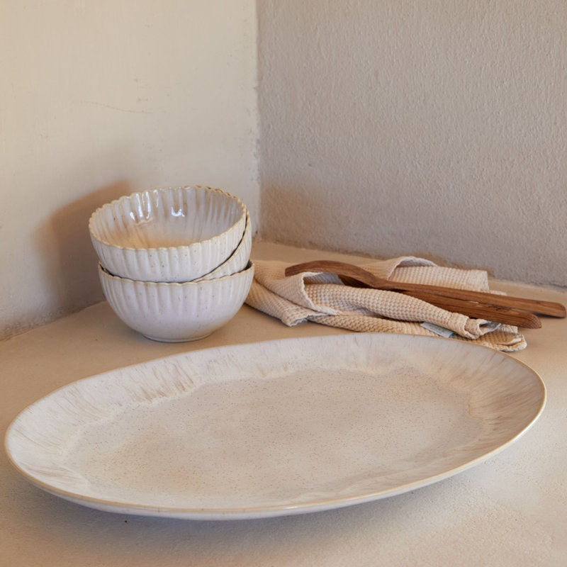 Eivissa Stoneware Platter, Sand Beige