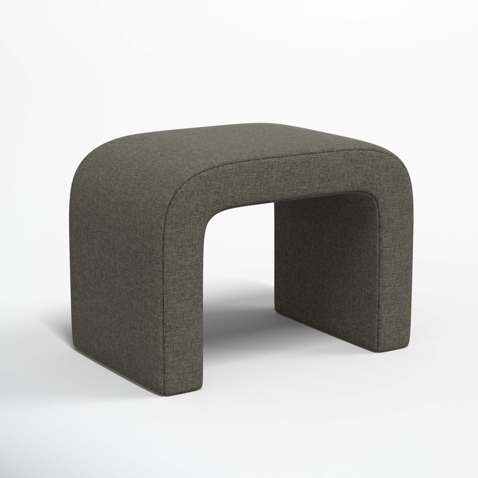 Barley 28" Wide Standard Ottoman, Zuma Charcoal Textured Linen