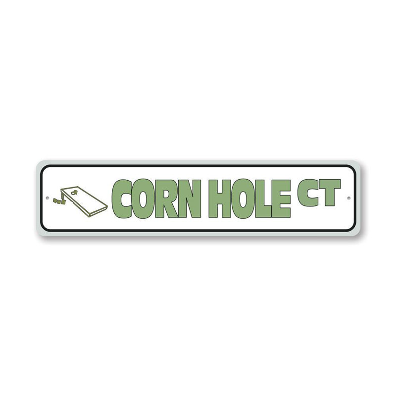 Plaque en aluminium Corn Hole Street, H 6 po x l 24 po x P 0,06 po
