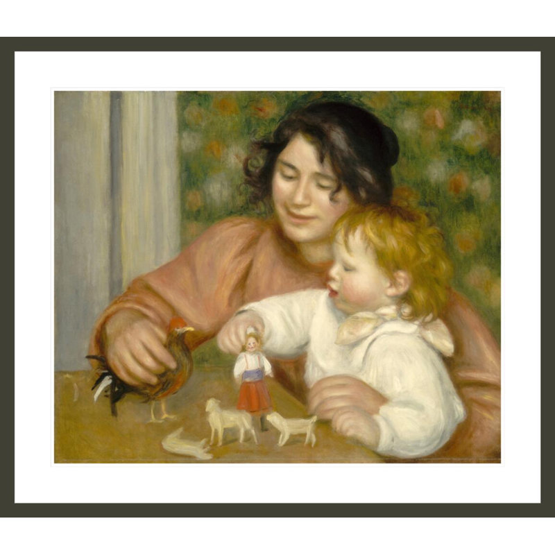 L'enfant avec des jouets - Gabrielle et le fils de l'artiste Jean par Pierre-Auguste Renoir - Estampe numérique encadrée