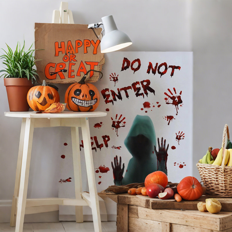 Spooky Handprints Window Adhésifs - Décalcomanie de fenêtre d'Halloween facile à peler