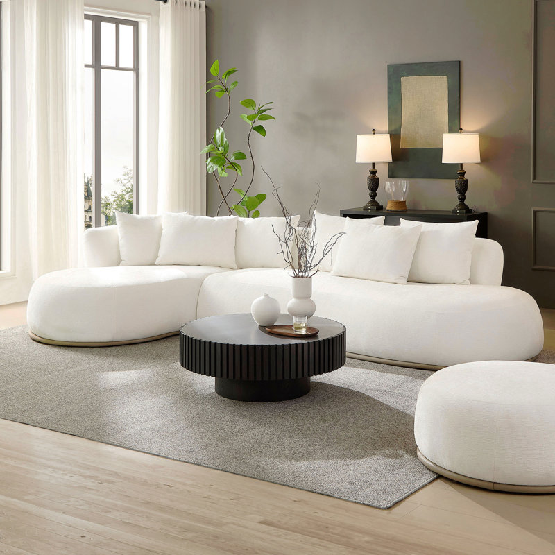 Canapé modulaire en L surdimensionné de 134,63 po avec méridienne faisant face à la gauche et assise profonde pour salon