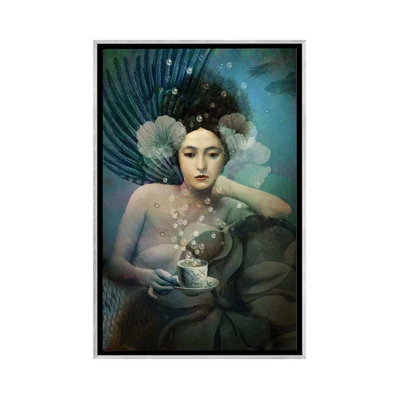 «Under the Sea» par Catrin Welz-Stein - impression d'art graphique, H 40 po x l 26 po x P 1,5 po, Toile avec cadre argenté