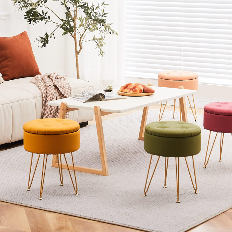Tabouret de coiffeuse avec rangement, Naturel / naturel