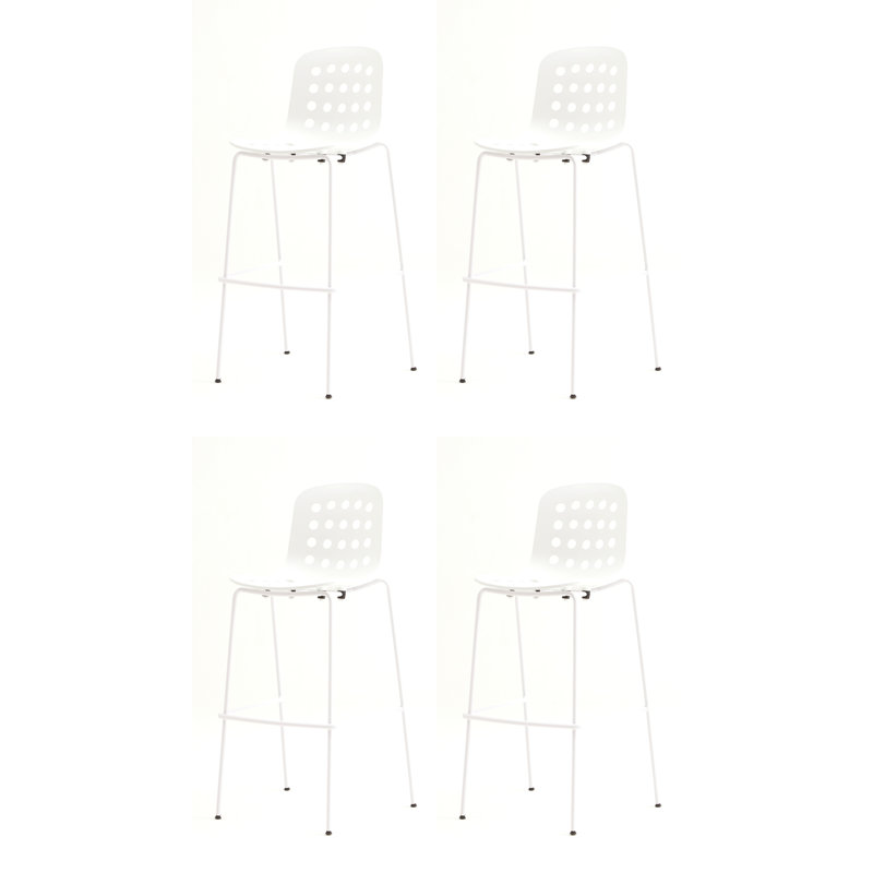 Tabouret de bar perforé Holi (ensemble de 4), Blanc