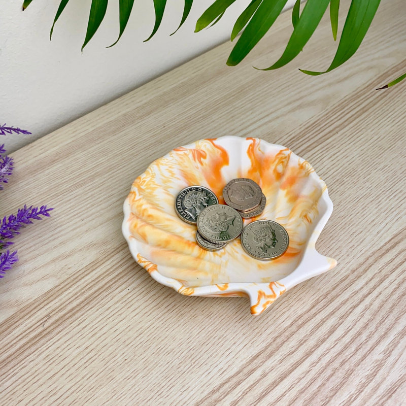 Shell Trinket Tray/ Soap Dish, Orange
