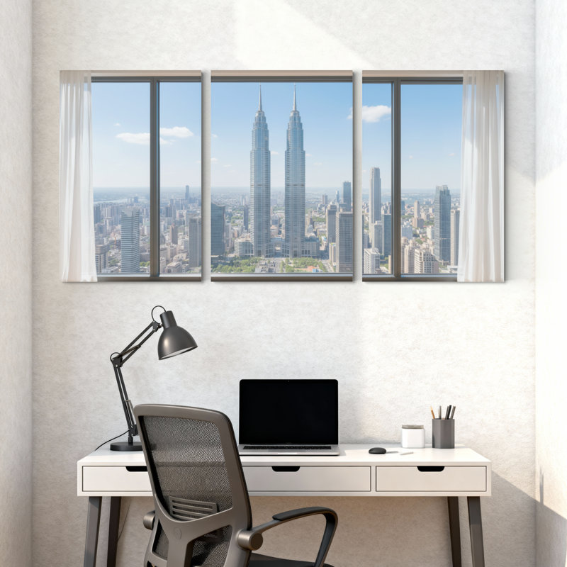 Ensemble de 3 impressions sur toile, paysages urbains et paysages urbains, H 24 po x l 48 po