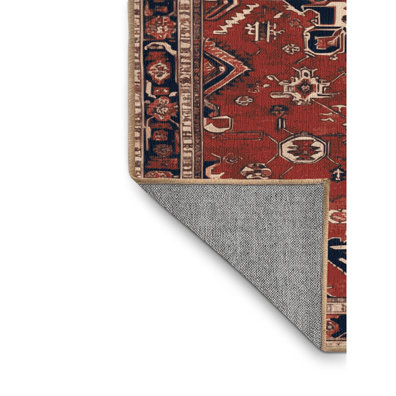Machine Washable Persian Brown Area Rug, Round 4'
