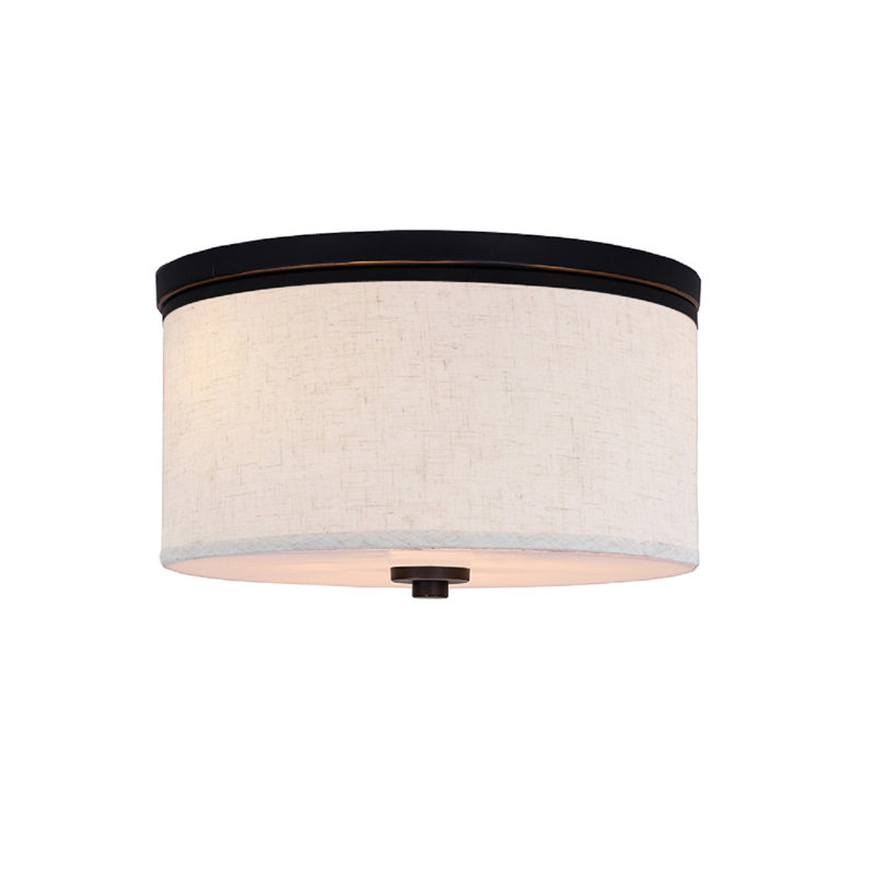 Juhasz Fabric Flush Mount, White, Satin Nickel