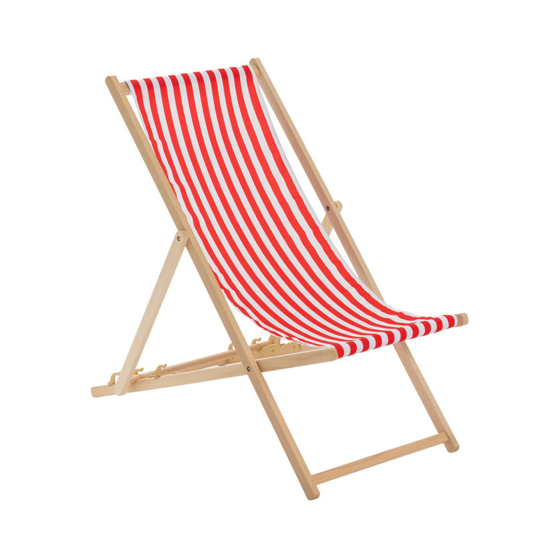 Folding Deck Chair, Red/White