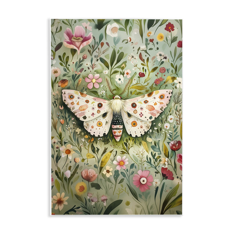 Plaque murale Floral Moth & Botanicals, design par The Dutch Lady, H 15 po x l 10 po