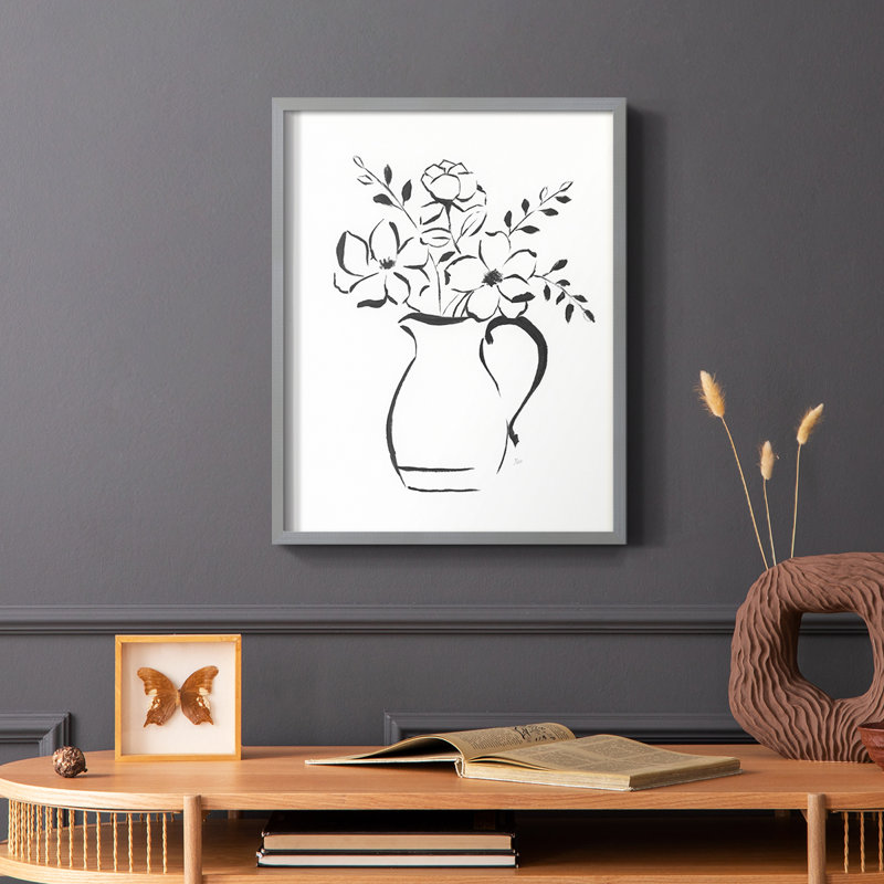 Reproduction d'art encadrée Squety Bouquet II - bois massif, Gris, H 10 po x l 8 po