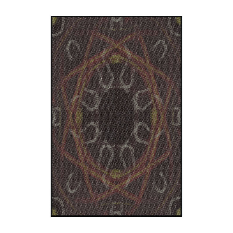 Tapis brun/jaune à motifs, Rectangle 5 pi x 7 pi