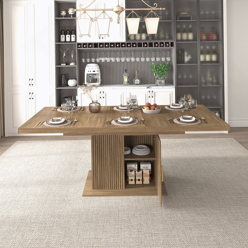 Table de salle à manger extensible et minimaliste moderne convenant à 6 à 10 personnes, idéale pour les réunions de famille